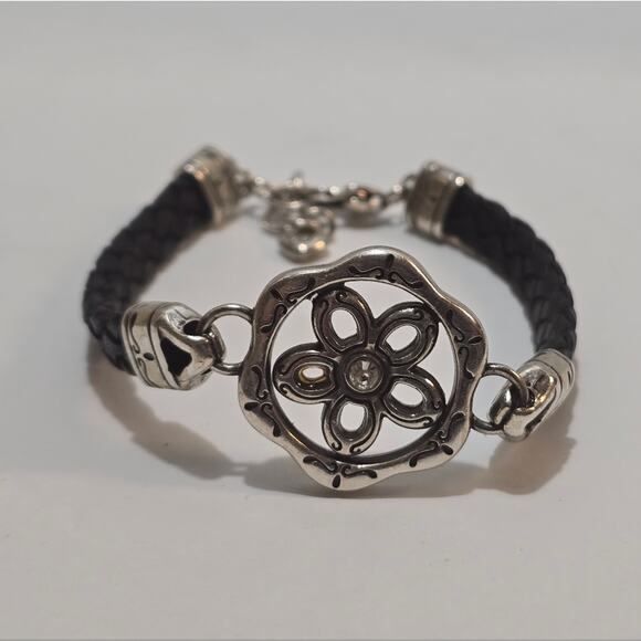 Brighton Black Leather Braided Reversible‎ Charm Station Bracelet - Picture 4 of 5